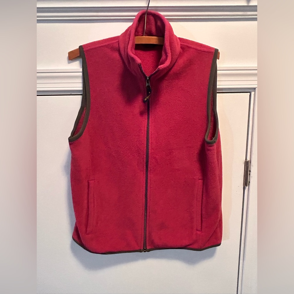 Woolrich Jacket Womens Medium Red Vest Coat Fleece Hiking Logo Full Zip‎